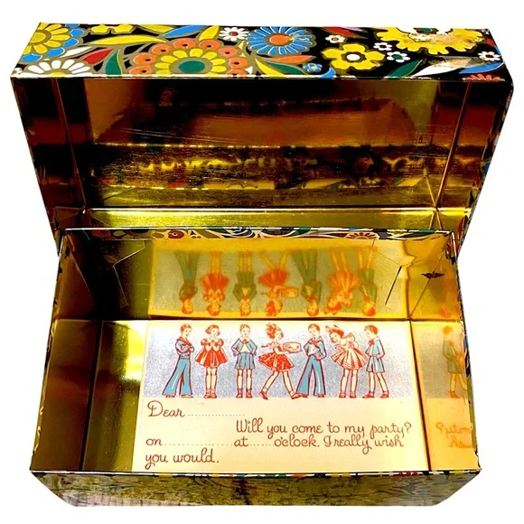 Vintage 60’s Floral Tin Recipe Box - Picture 3 of 7